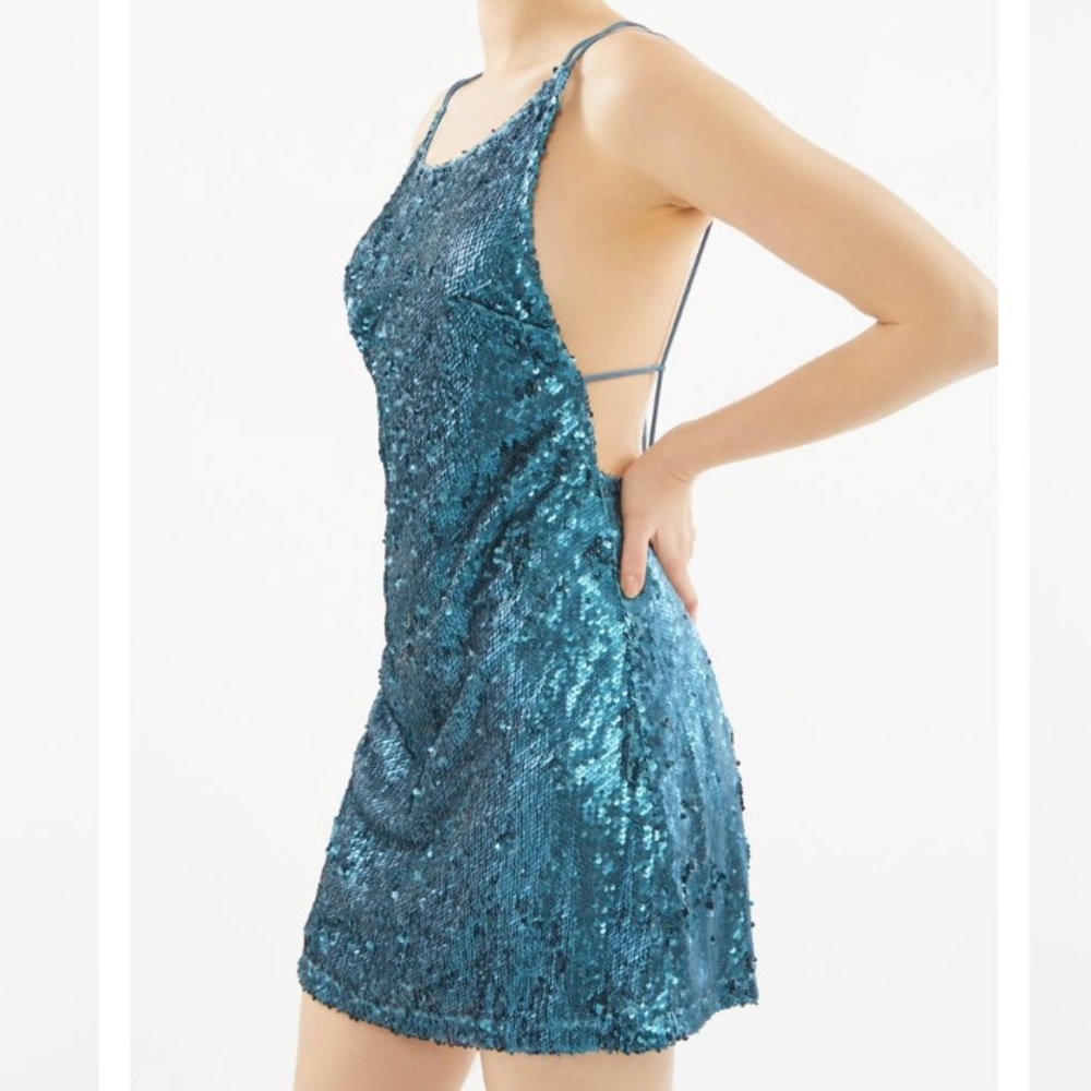 Motel/UO Gigi Sequin Strappy Back Mini Dress